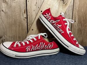 Custom Converse Chuck Taylor All Star Classic Red Low Top Shoes Men's Size 12